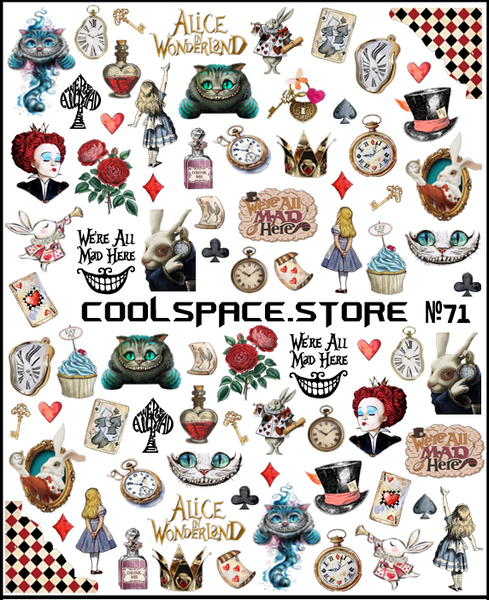 Слайдери для нігтів CoolSpace №71 "Alice in Wonderland" 2661 фото