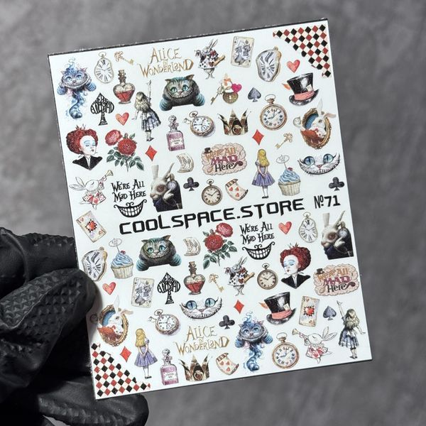 Слайдери для нігтів CoolSpace №71 "Alice in Wonderland" 2661 фото