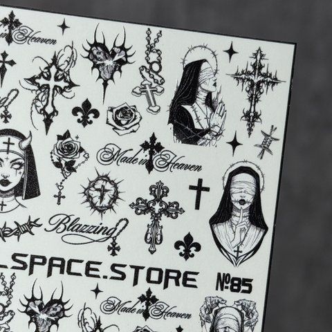 Слайдери для нігтів CoolSpace №85 "Dark Convent & Gothic Crosses" 2674 фото